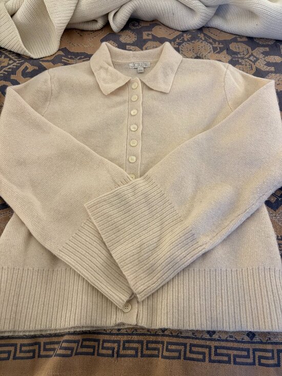 J. Crew Sweaters - J Crew Cream Colored Cardigan Sz L Merino Wool